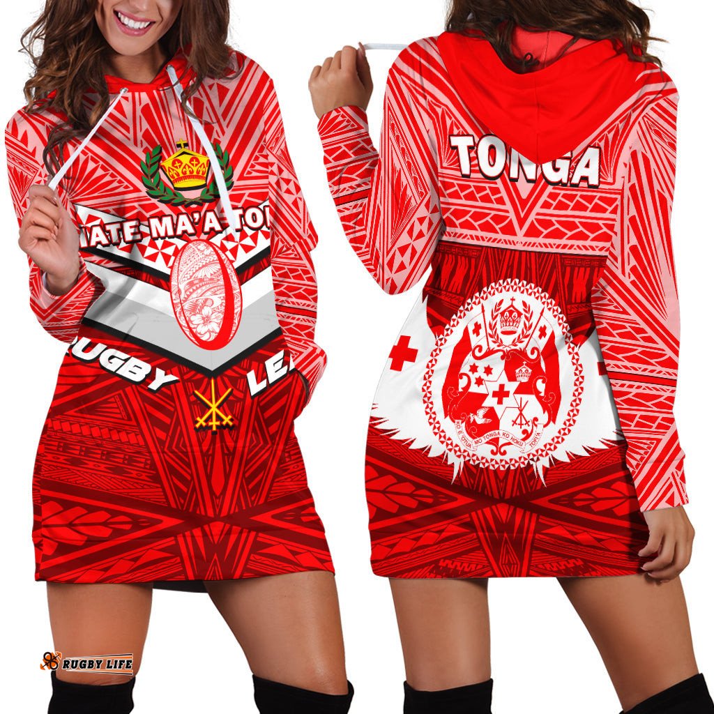 Tonga Rugby Mate Ma'a Tonga Tapa Pattern Hoodie Dress