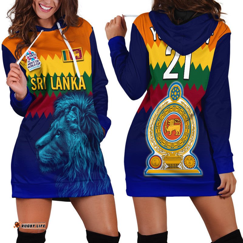 Custom Personalised Sri Lanka The Lions Cricket Men's T20 World Cup Hoodie Dress