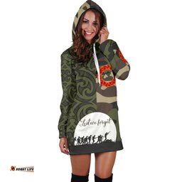 Anzac Maori Women Hoodie Dress Camo Lest For Get