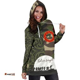 Anzac Maori Women Hoodie Dress Camo Lest For Get