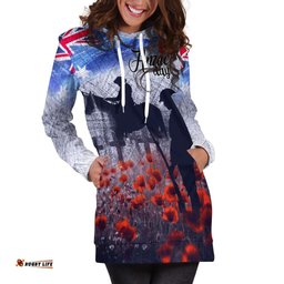Anzac Day Hoodie Dress Lest We Forget Vintage Poppies 05