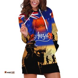 Custom Personalised Aussie ANZAC Hoodie Dress Australian Army Poppy Mix Flag 03