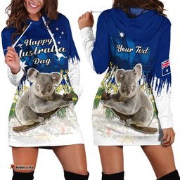 Custom Personalised Australia Day Hoodie Dress Koala Sydney Opera House Flag Color