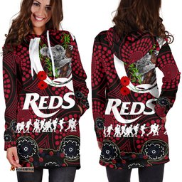 Australia Women's Hoodie Dress Queensland Reds Anzac Day Koala