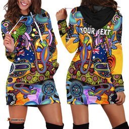 Custom Personalised Australia Hoodie Dress Indigenous Animal Artsy