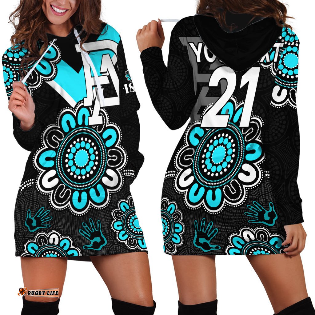 Custom Personalised AFL Port Adelaide Power 1870 Aboriginal Hoodie Dress 09