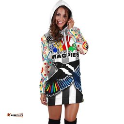 Custom Personalised Magpies Naidoc Week Women's Hoodie Dress Collingwood Modern Style