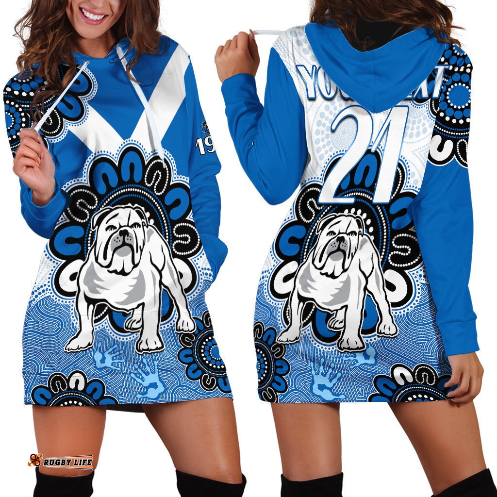 Custom Personalised NRL Canterbury-Bankstown Bulldogs Rugby Berries 1935 Aboriginal Hoodie Dress