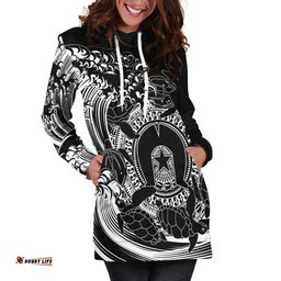 Aboriginal Hoodie Dress, Torres Strait Islands in Wave Black