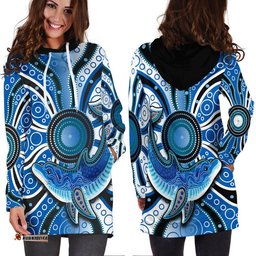 Aboriginal Dolphins Hoodie Dress Blue Sea