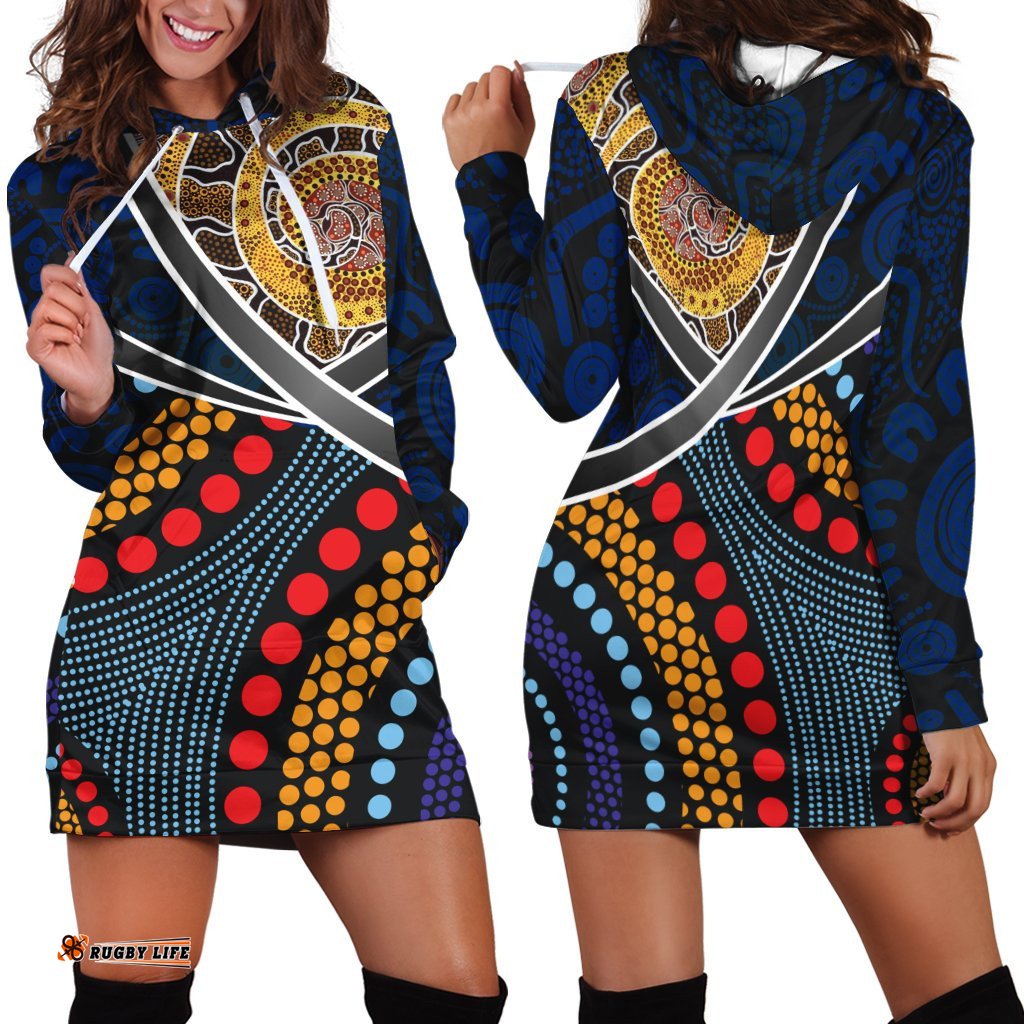 Australia Hoodie Dress Aboriginal Dot Panting Art With Snake