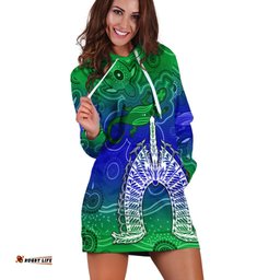 Custom Personalised Torres Strait Islands Hoodie Dress Aboriginal Art Lizard Symbol Peace
