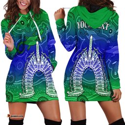 Custom Personalised Torres Strait Islands Hoodie Dress Aboriginal Art Lizard Symbol Peace