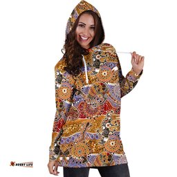 Aboriginal Hoodie Dress, Koala Kangaroo Patterns Australian Animals