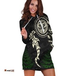 Aotearoa Fern Hoodie Dress Maori Manaia and Fish