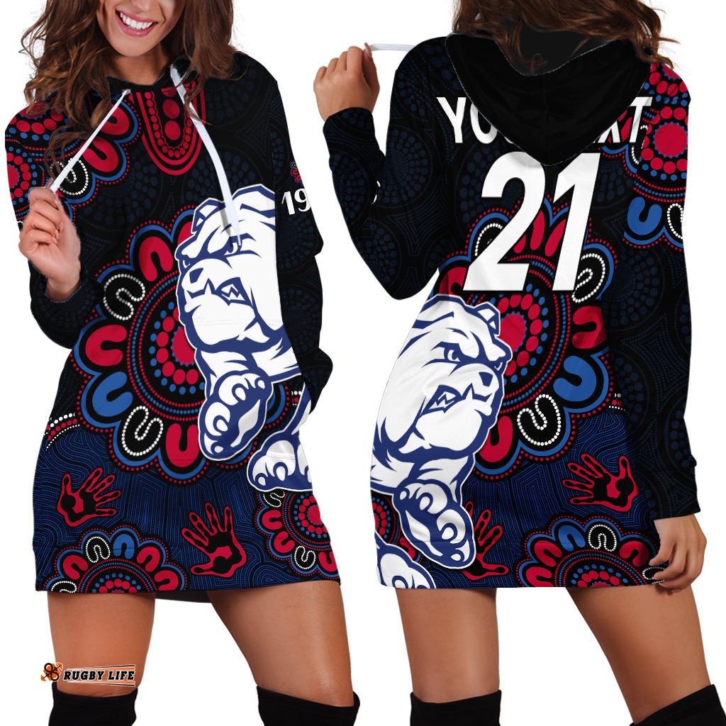 Custom Personalised AFL Western Bulldogs Dogs 1877 Aboriginal Hoodie Dress 05