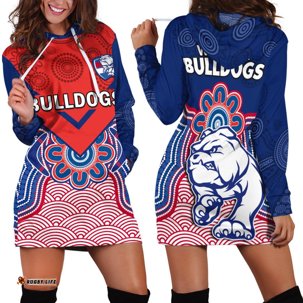 Bulldogs Football Hoodie Dress Western Doggies Aboriginal Art