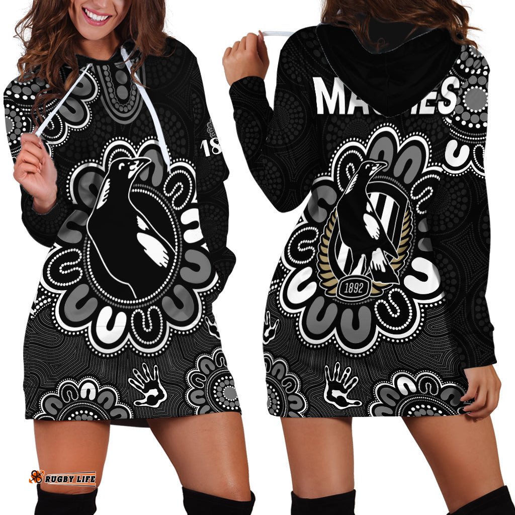AFL Collingwood Magpies 1892 Aboriginal Hoodie Dress