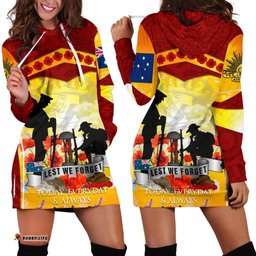Anzac Women's Hoodie Dress- Lest We Forget Aboriginal Version