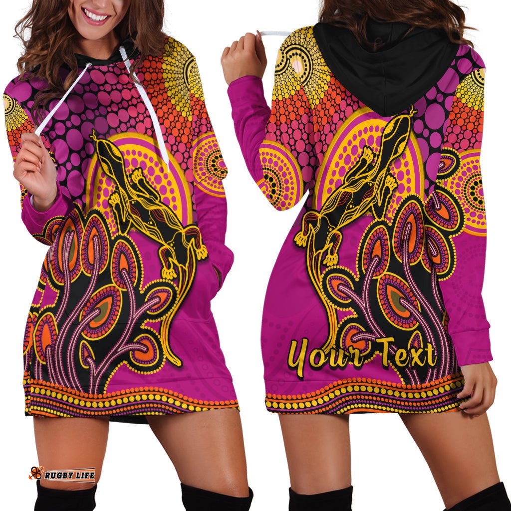 Custom Personalised Aboriginal Lizard Hoodie Dress Tree On The Hill Sunshine
