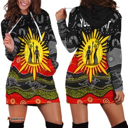 Custom Personalised Aboriginal Flag Hoodie Dress Energetic Aussie