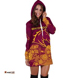 Brisbane Women's Hoodie Dress Broncos Indigenous