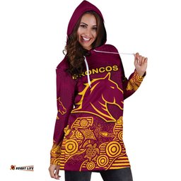 Brisbane Women's Hoodie Dress Broncos Indigenous