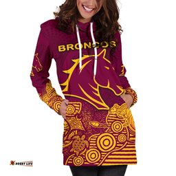 Brisbane Women's Hoodie Dress Broncos Indigenous