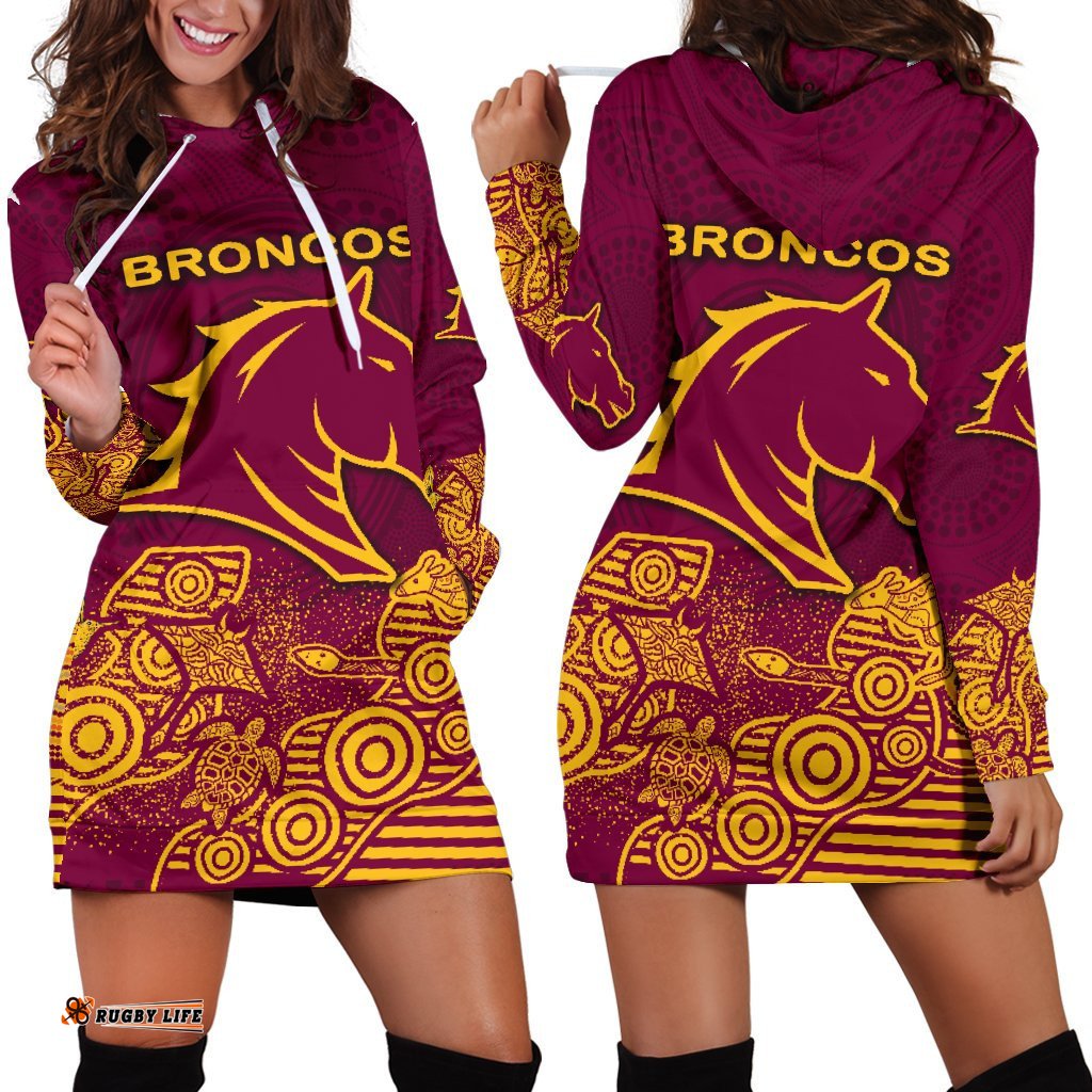 Brisbane Women's Hoodie Dress Broncos Indigenous