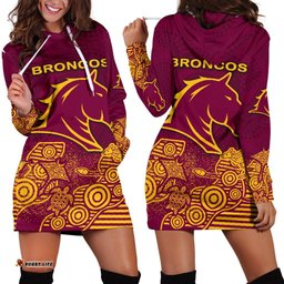 Brisbane Women's Hoodie Dress Broncos Indigenous
