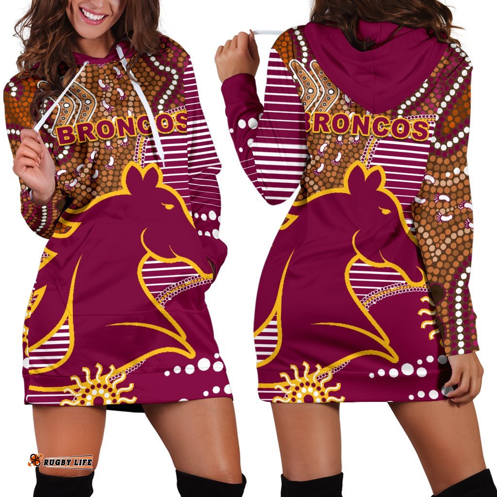 Broncos Super Women Hoodie Dress Indigenous Brisbane