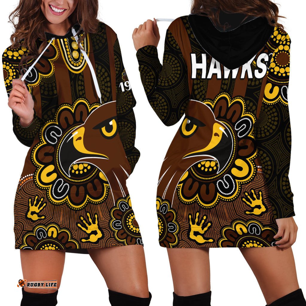 AFL Hawthorn Hawks 1902 Aboriginal Hoodie Dress