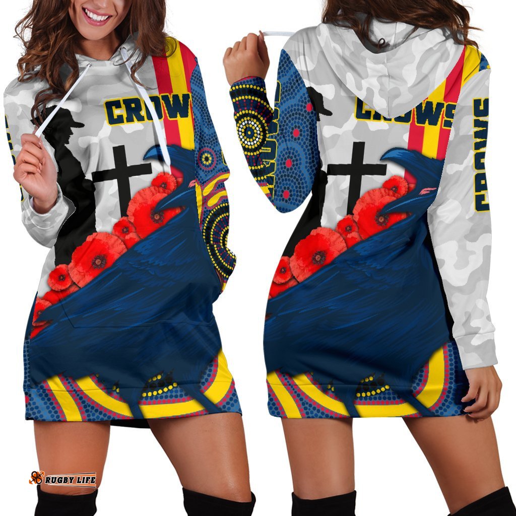 Adelaide Women's Hoodie Dress Special Crows Anzac Day