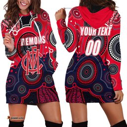 Custom Personalised And Number Demons AFL Hoodie Dress Aboriginal Patterns 02