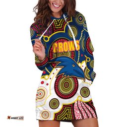 Custom Personalised And Number Crows AFL Hoodie Dress Aboriginal Patterns 01