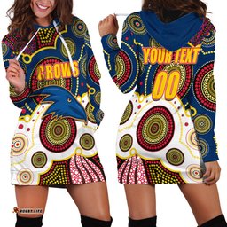 Custom Personalised And Number Crows AFL Hoodie Dress Aboriginal Patterns 01