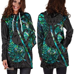 Aotearoa Maori Women Hoodie Dress Silver Fern Koru Vibes