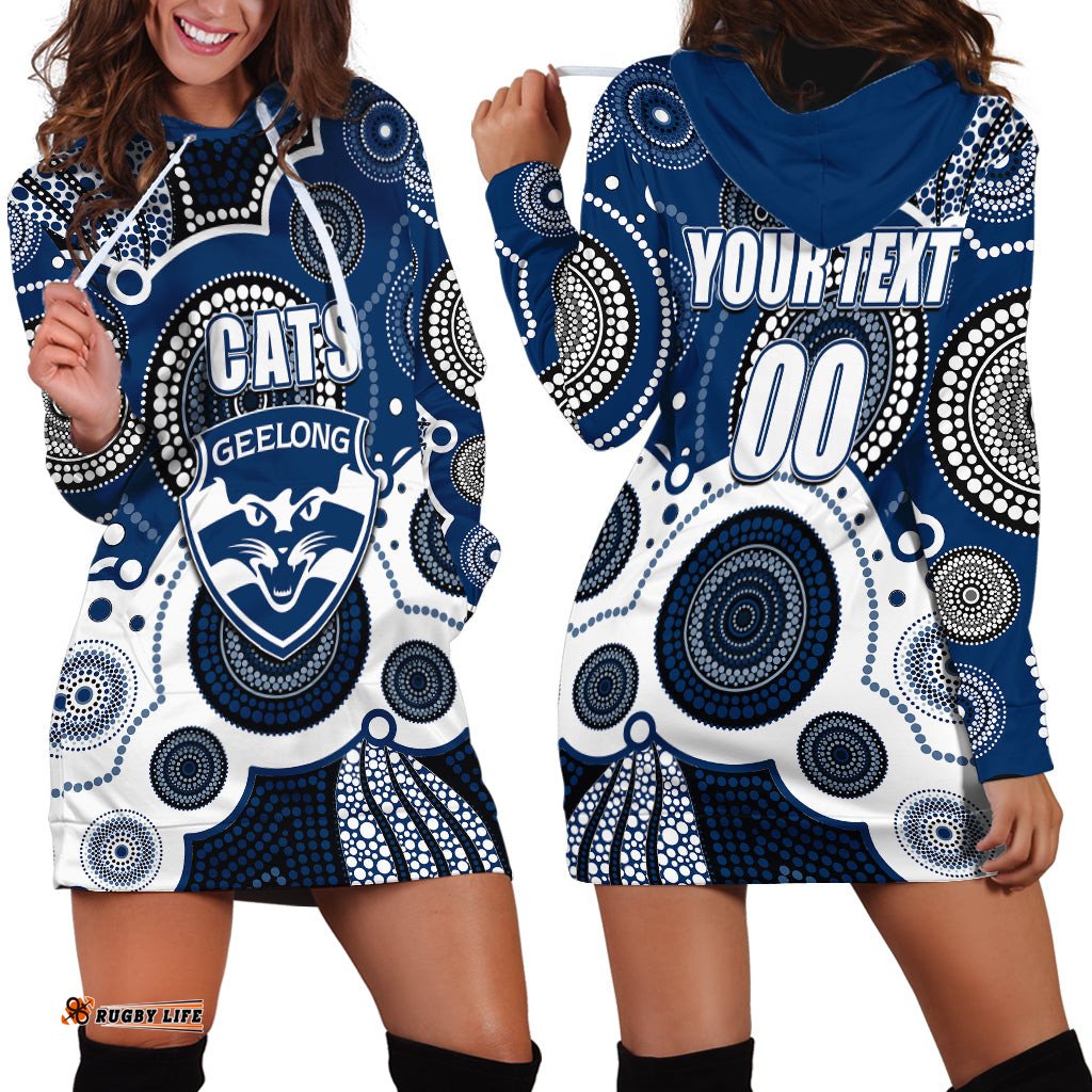 Custom Personalised And Number Cats AFL Hoodie Dress Aboriginal Patterns 09