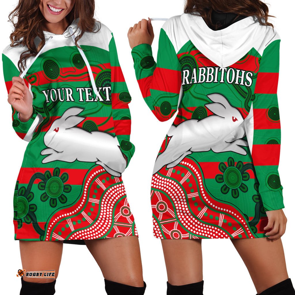 Custom Personalised Rabbitohs Nippy Hoodie Dress Indigenous