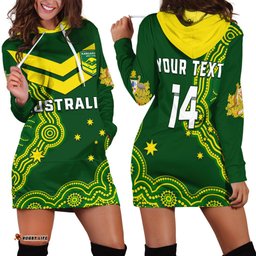 Custom Text And Number Australia Rugby Hoodie Dress The Kangaroos Champions Pacific Indigenous