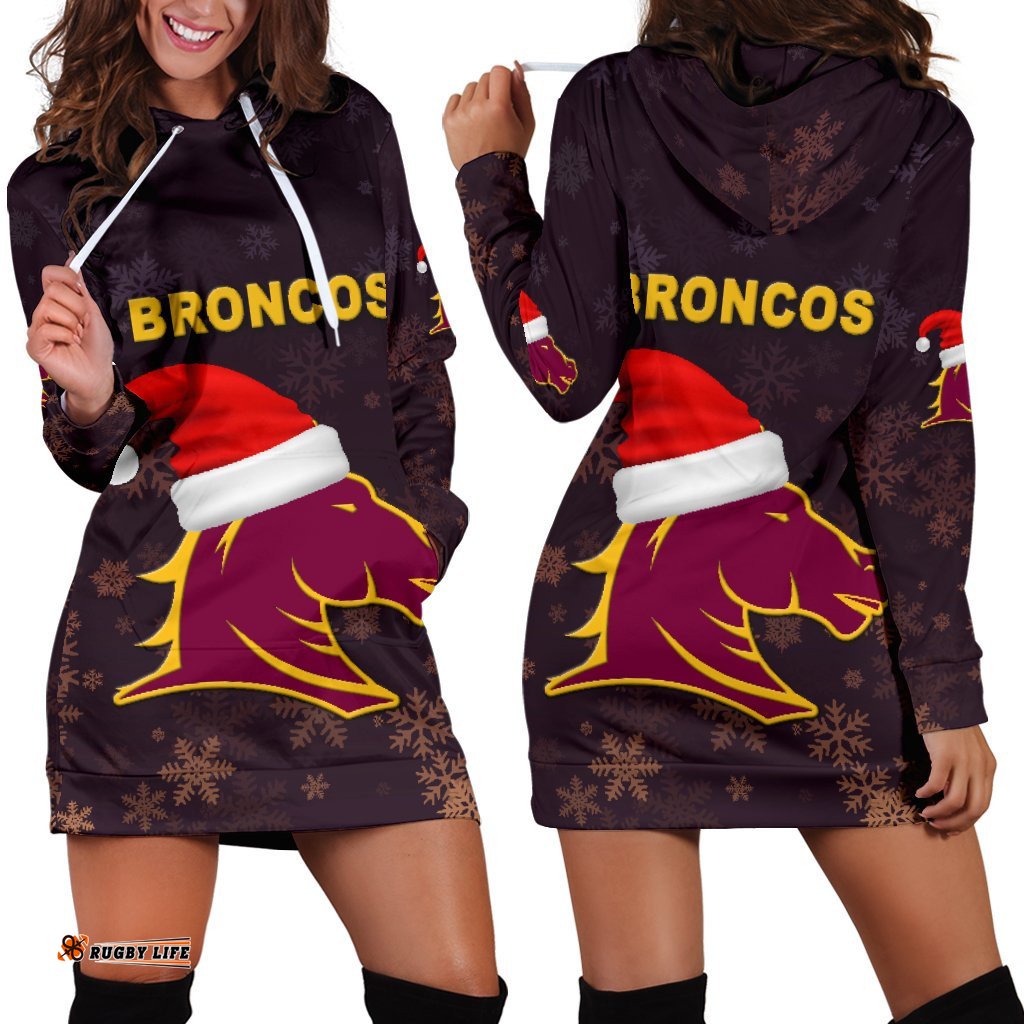 Brisbane Women Hoodie Dress Broncos Christmas