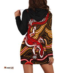 Custom Personalised Aboriginal Art Lizard Hoodie Dress You Are Number One