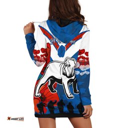 Bulldogs Anzac Day Hoodie Dress Poppy Lest We Forget