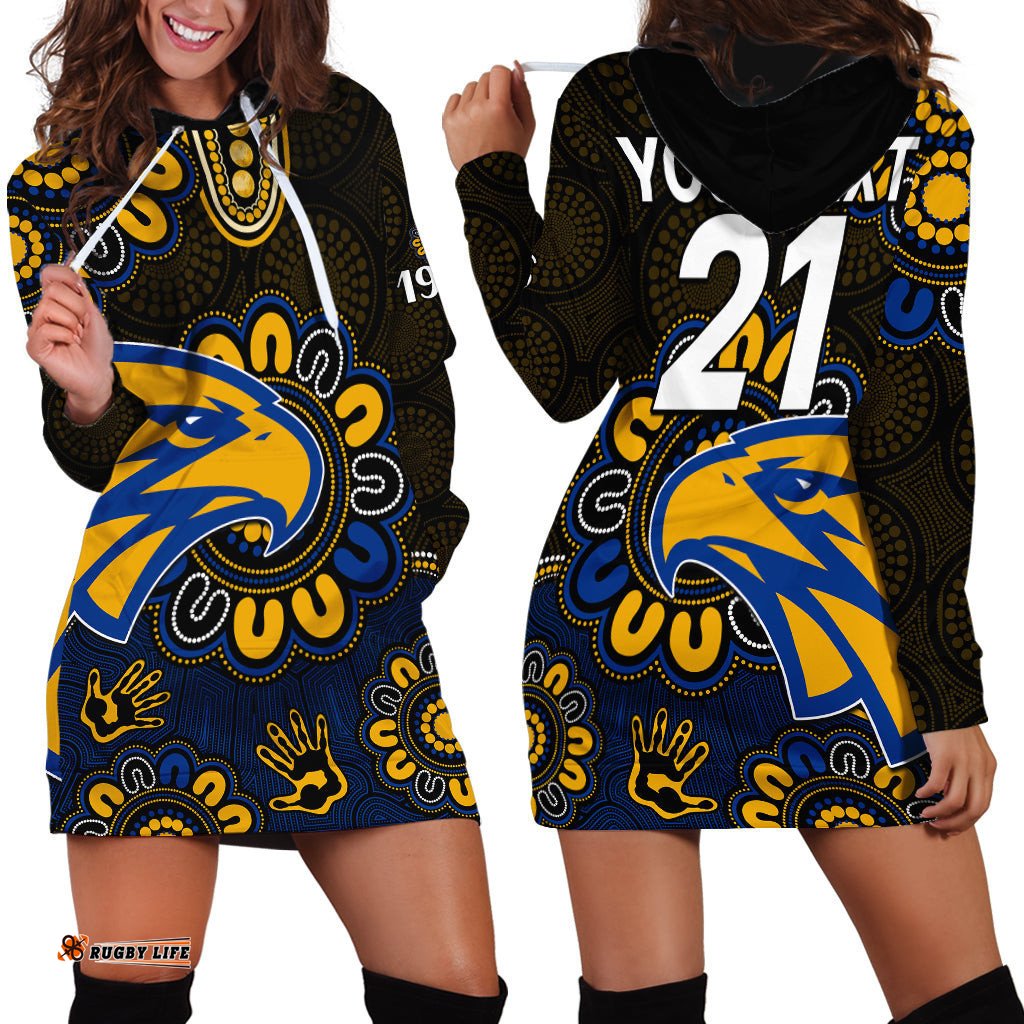 Custom Personalised AFL West Coast Eagles 1986 Aboriginal Hoodie Dress 04