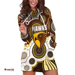 Custom Personalised And Number Hawks AFL Hoodie Dress Aboriginal Patterns 05