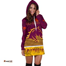 Brisbane Broncos Women's Hoodie Dress Anzac Day Simple Style Maroon