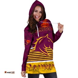 Brisbane Broncos Women's Hoodie Dress Anzac Day Simple Style Maroon