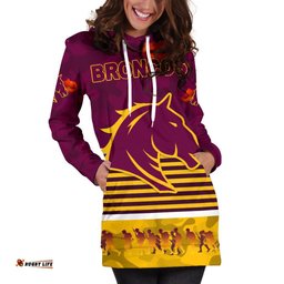 Brisbane Broncos Women's Hoodie Dress Anzac Day Simple Style Maroon