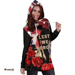 Anzac Women's Hoodie Dress A Day We Will Never Forget