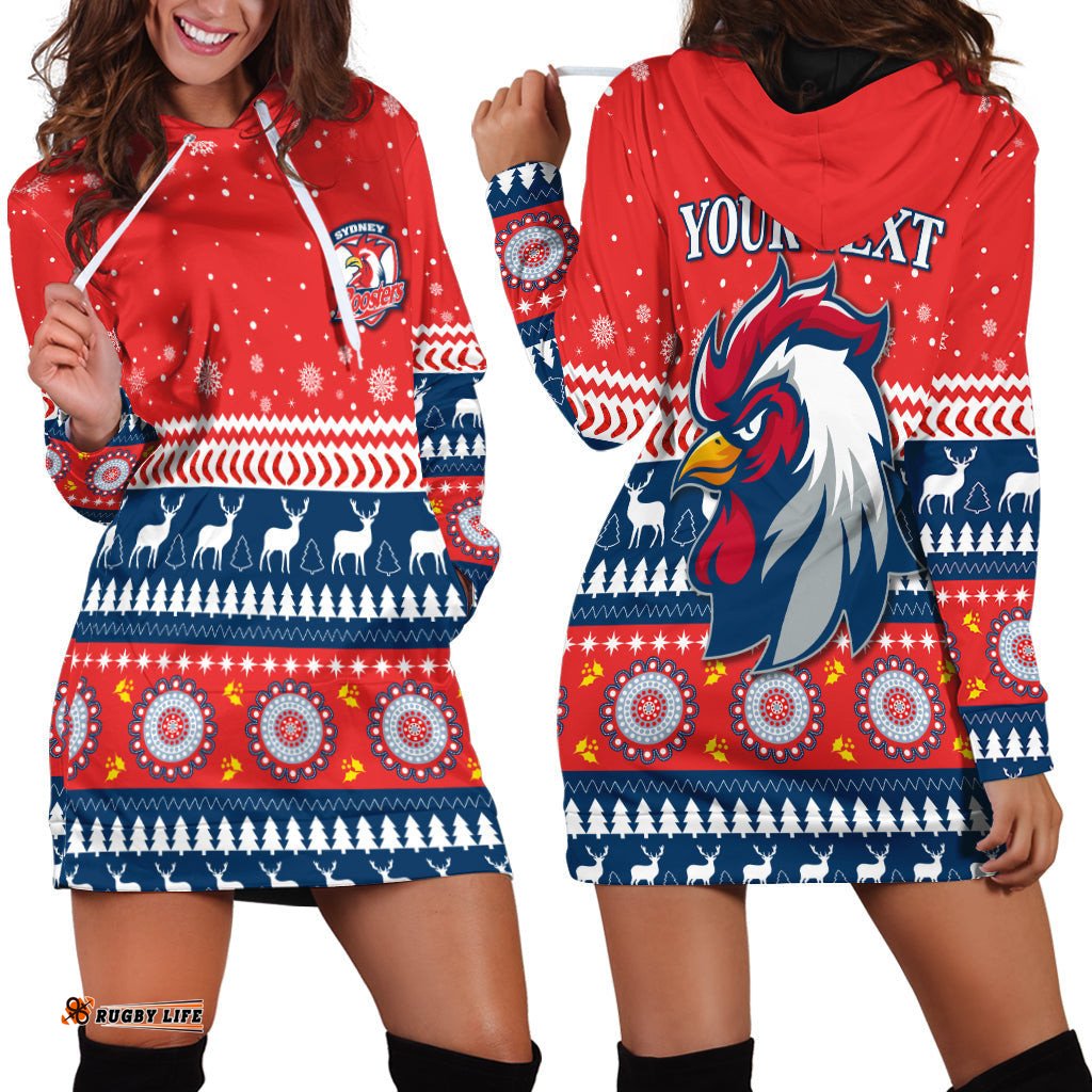 Custom Personalised Roosters Hoodie Dress Merry Christmas Sydney